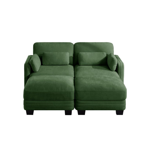 English Elm Channel Tufted Chenille Modular Loveseat with Ottomans Ergonomic Sofa for Living Room W5656S00221