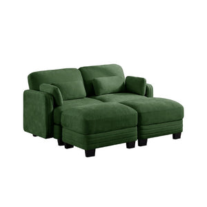 English Elm Channel Tufted Chenille Modular Loveseat with Ottomans Ergonomic Sofa for Living Room W5656S00221