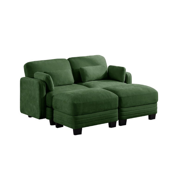 English Elm Channel Tufted Chenille Modular Loveseat with Ottomans Ergonomic Sofa for Living Room W5656S00221