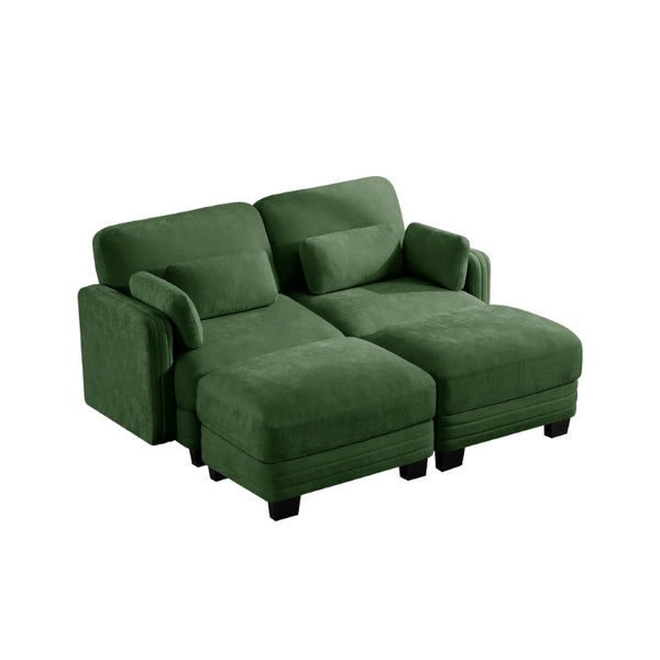 English Elm Channel Tufted Chenille Modular Loveseat with Ottomans Ergonomic Sofa for Living Room W5656S00221