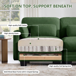 English Elm Channel Tufted Chenille Modular Sofa Curved Three Seat Design for Living Spaces W5656S00222