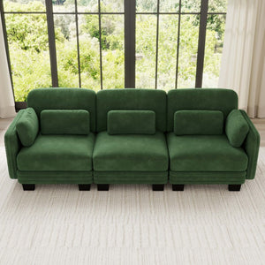English Elm Channel Tufted Chenille Modular Sofa Curved Three Seat Design for Living Spaces W5656S00222