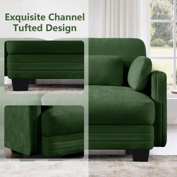 English Elm Channel Tufted Chenille Modular Sofa Curved Three Seat Design for Living Spaces W5656S00222