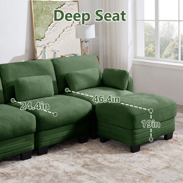 English Elm Channel Tufted Chenille Modular Sofa Curved Three Seat Design for Living Spaces W5656S00222