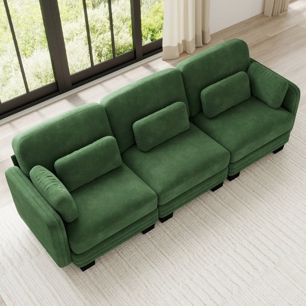 English Elm Channel Tufted Chenille Modular Sofa Curved Three Seat Design for Living Spaces W5656S00222
