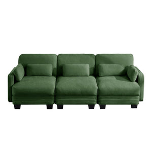 English Elm Channel Tufted Chenille Modular Sofa Curved Three Seat Design for Living Spaces W5656S00222
