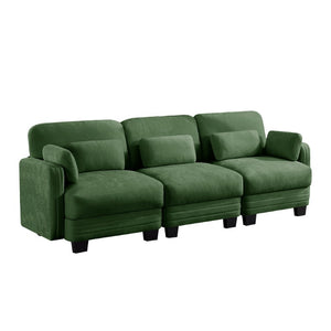 English Elm Channel Tufted Chenille Modular Sofa Curved Three Seat Design for Living Spaces W5656S00222