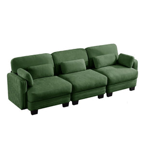 English Elm Channel Tufted Chenille Modular Sofa Curved Three Seat Design for Living Spaces W5656S00222