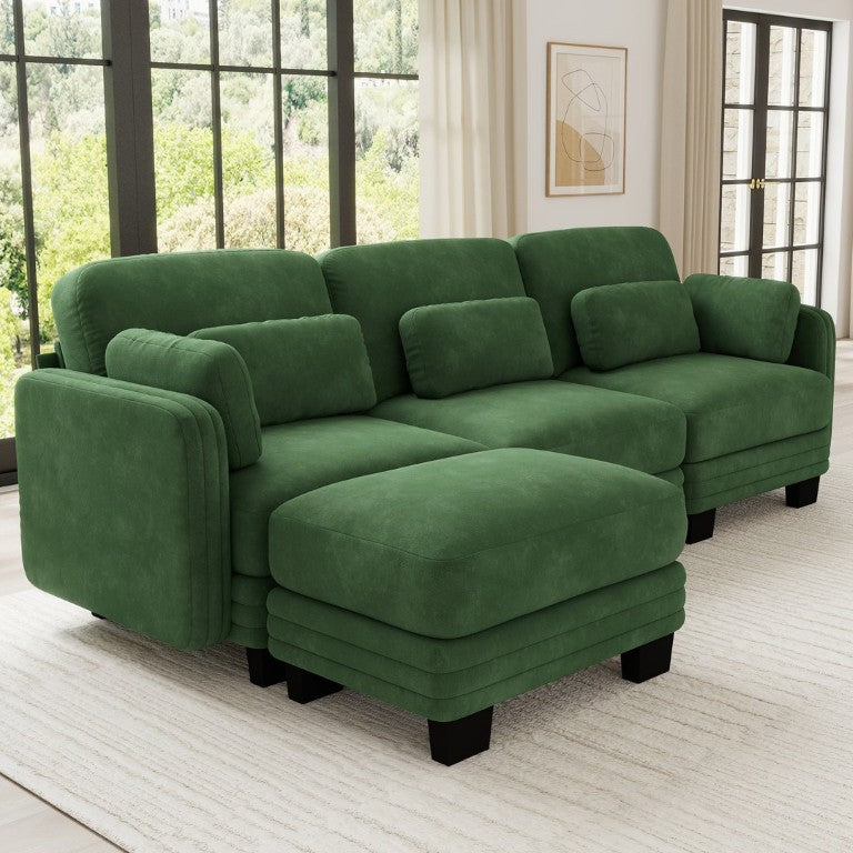English Elm Channel Tufted Chenille L-Shaped Sectional Sofa with Movable Ottoman and Plush Cushions Let Me Count: C-H-A-N-N-E-L(7) T-U-F-T-E-D(6) C-H-E-N-I-L-L-E(8) L-S-H-A-P-E-D(7) S-E-C-T-I-O-N-A-L(9) S-O-F-A(4) W W5656S00223