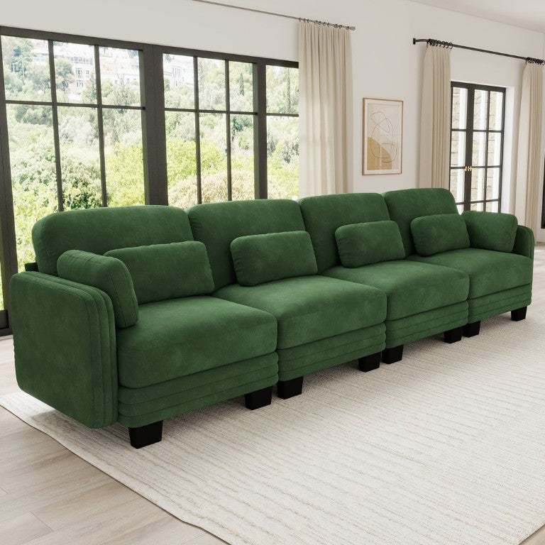 English Elm Channel Tufted Chenille Modular Sectional Sofa Ergonomic 4 Seat Living Room Couch W5656S00225