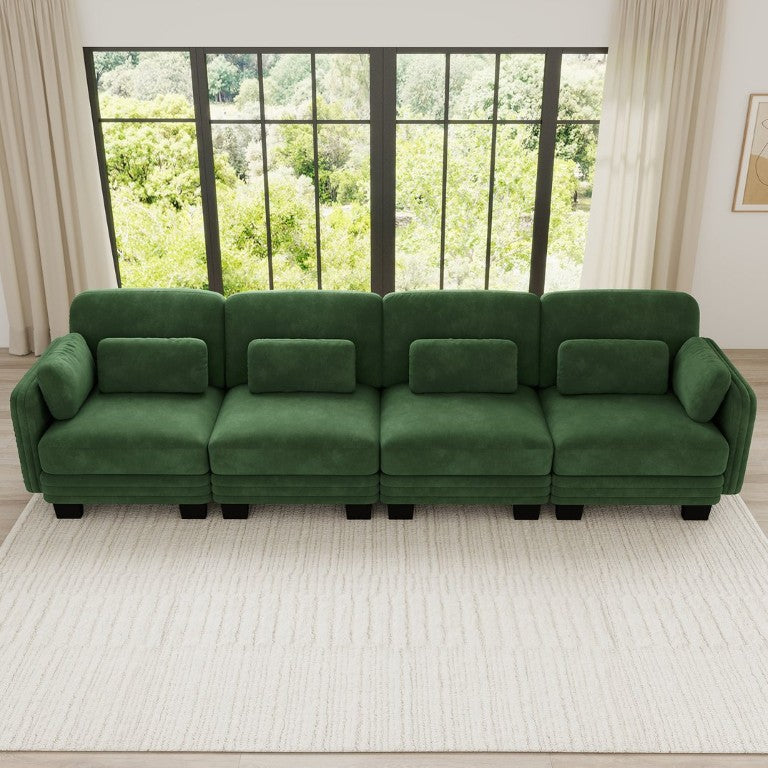 English Elm Channel Tufted Chenille Modular Sectional Sofa Ergonomic 4 Seat Living Room Couch W5656S00225
