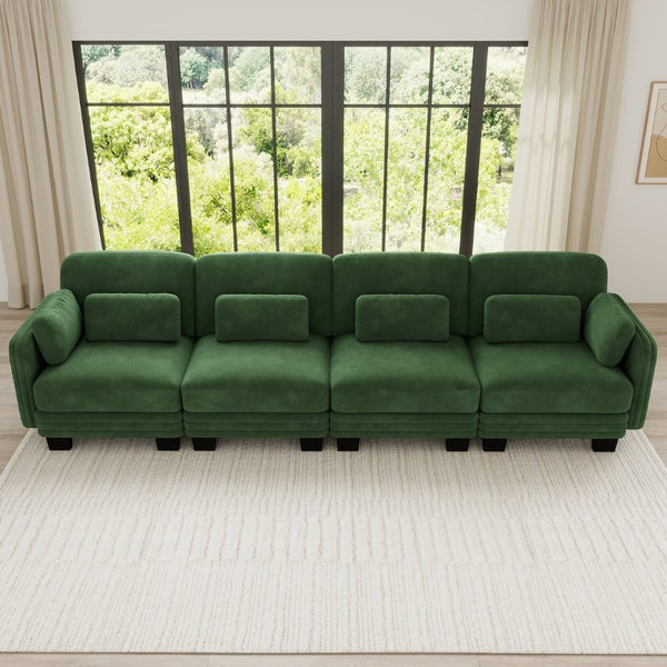 English Elm Channel Tufted Chenille Modular Sectional Sofa Ergonomic 4 Seat Living Room Couch W5656S00225