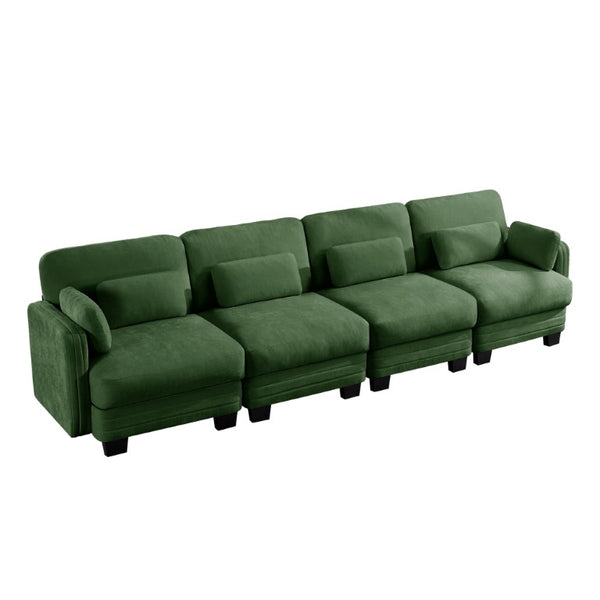 English Elm Channel Tufted Chenille Modular Sectional Sofa Ergonomic 4 Seat Living Room Couch W5656S00225