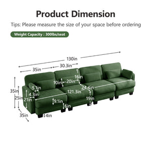 English Elm Channel Tufted Chenille Modular Sectional Sofa Ergonomic 4 Seat Living Room Couch W5656S00225