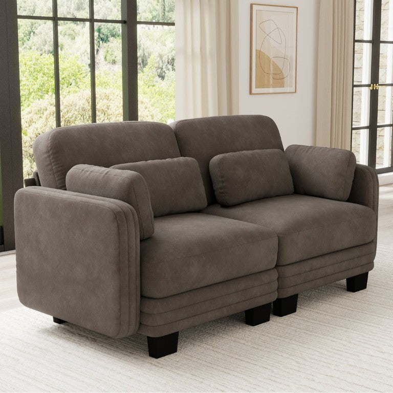 English Elm Channel Tufted Chenille Modular Loveseat Sofa with Ergonomic Recline for Any Room W5656S00228