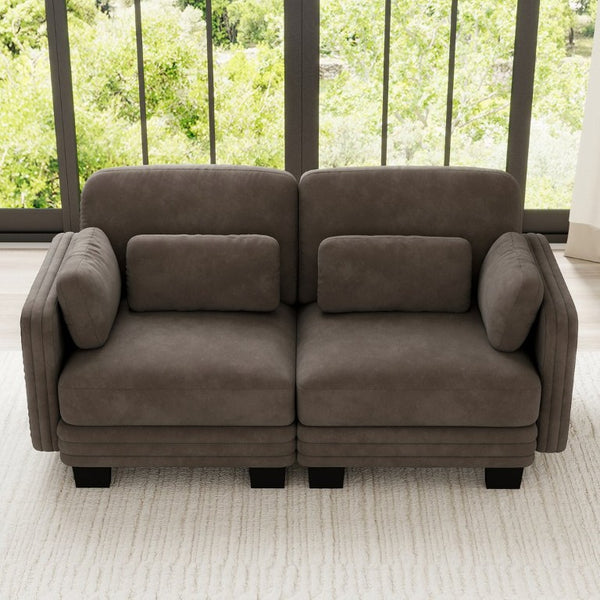 English Elm Channel Tufted Chenille Modular Loveseat Sofa with Ergonomic Recline for Any Room W5656S00228