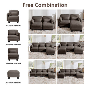 English Elm Channel Tufted Chenille Modular Loveseat Sofa with Ergonomic Recline for Any Room W5656S00228