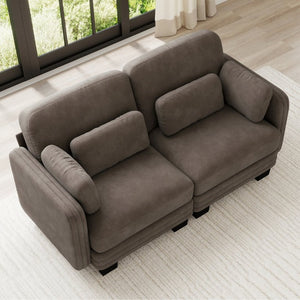 English Elm Channel Tufted Chenille Modular Loveseat Sofa with Ergonomic Recline for Any Room W5656S00228