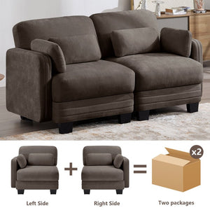 English Elm Channel Tufted Chenille Modular Loveseat Sofa with Ergonomic Recline for Any Room W5656S00228