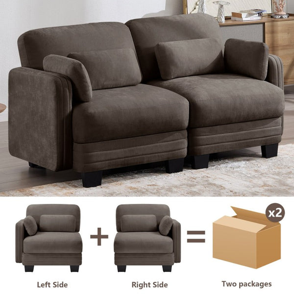 English Elm Channel Tufted Chenille Modular Loveseat Sofa with Ergonomic Recline for Any Room W5656S00228