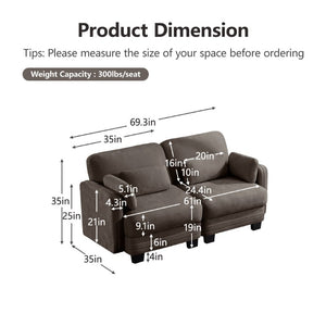English Elm Channel Tufted Chenille Modular Loveseat Sofa with Ergonomic Recline for Any Room W5656S00228