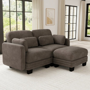 English Elm Channel Tufted Modular Chenille Loveseat Sofa with Adjustable Ottoman and Foam Cushions W5656S00229