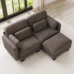English Elm Channel Tufted Modular Chenille Loveseat Sofa with Adjustable Ottoman and Foam Cushions W5656S00229