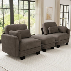 English Elm Channel Tufted Modular Chenille Loveseat Sofa with Adjustable Ottoman and Foam Cushions W5656S00229
