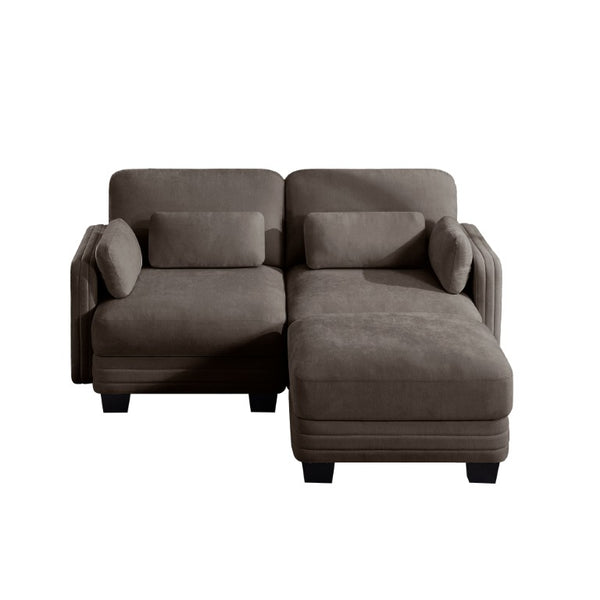 English Elm Channel Tufted Modular Chenille Loveseat Sofa with Adjustable Ottoman and Foam Cushions W5656S00229