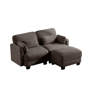 English Elm Channel Tufted Modular Chenille Loveseat Sofa with Adjustable Ottoman and Foam Cushions W5656S00229