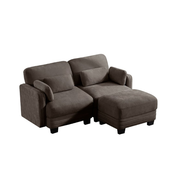 English Elm Channel Tufted Modular Chenille Loveseat Sofa with Adjustable Ottoman and Foam Cushions W5656S00229