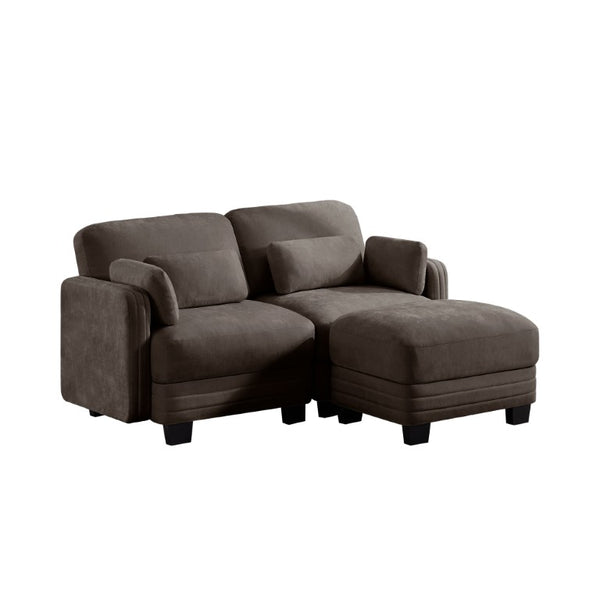English Elm Channel Tufted Modular Chenille Loveseat Sofa with Adjustable Ottoman and Foam Cushions W5656S00229