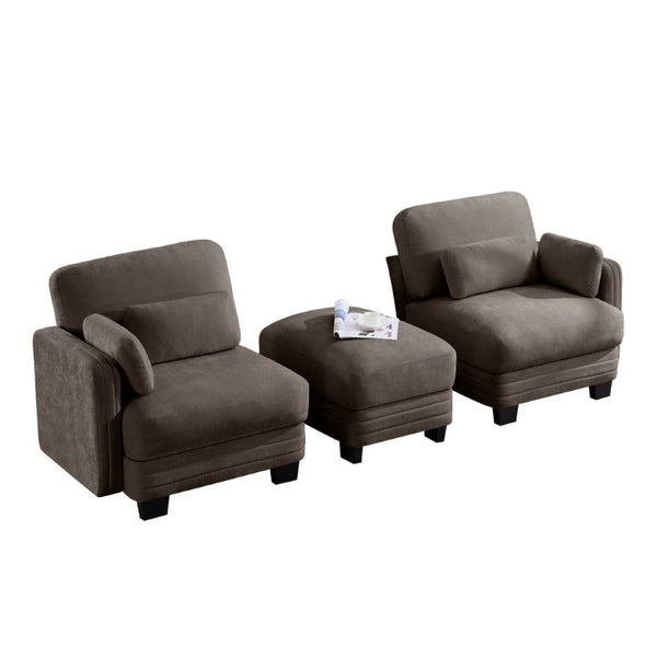 English Elm Channel Tufted Modular Chenille Loveseat Sofa with Adjustable Ottoman and Foam Cushions W5656S00229
