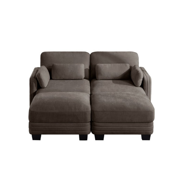English Elm Channel Tufted Chenille Modular Loveseat with Movable Ottomans for Living Room W5656S00230