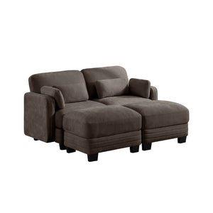 English Elm Channel Tufted Chenille Modular Loveseat with Movable Ottomans for Living Room W5656S00230