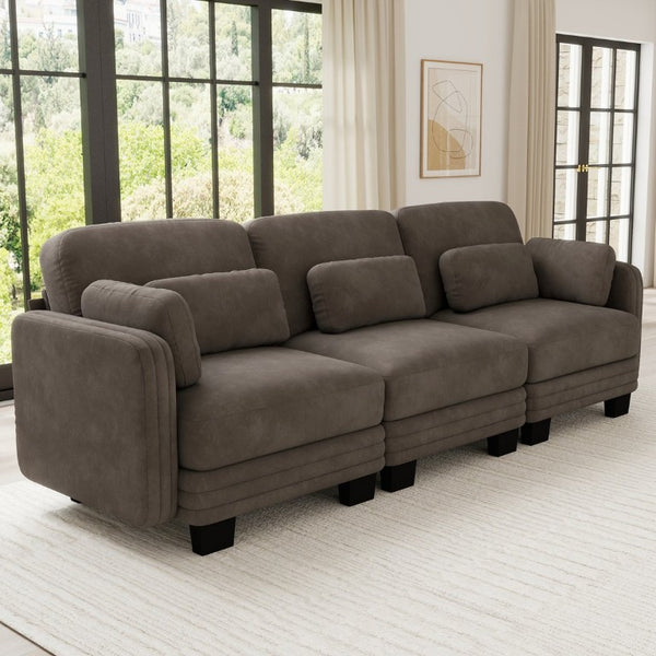 English Elm Channel Tufted Chenille Modular Sectional Sofa with Resilient Foam for Living Rooms W5656S00231