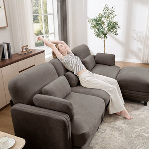 English Elm Channel Tufted Chenille Modular Sectional Sofa with Resilient Foam for Living Rooms W5656S00231