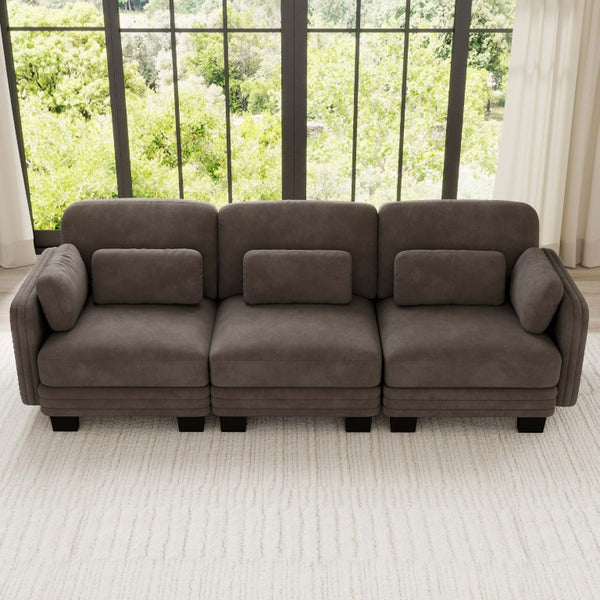 English Elm Channel Tufted Chenille Modular Sectional Sofa with Resilient Foam for Living Rooms W5656S00231