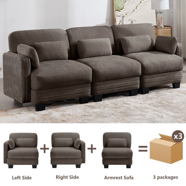 English Elm Channel Tufted Chenille Modular Sectional Sofa with Resilient Foam for Living Rooms W5656S00231