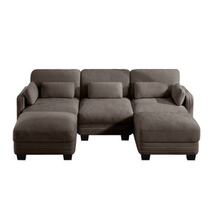 English Elm Channel Tufted Chenille Modular Sectional Sofa with Movable Ottomans for Living Room W5656S00233