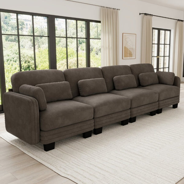 English Elm Channel Tufted Chenille Modular Sectional Sofa for Living Room Apartment Comfort W5656S00234