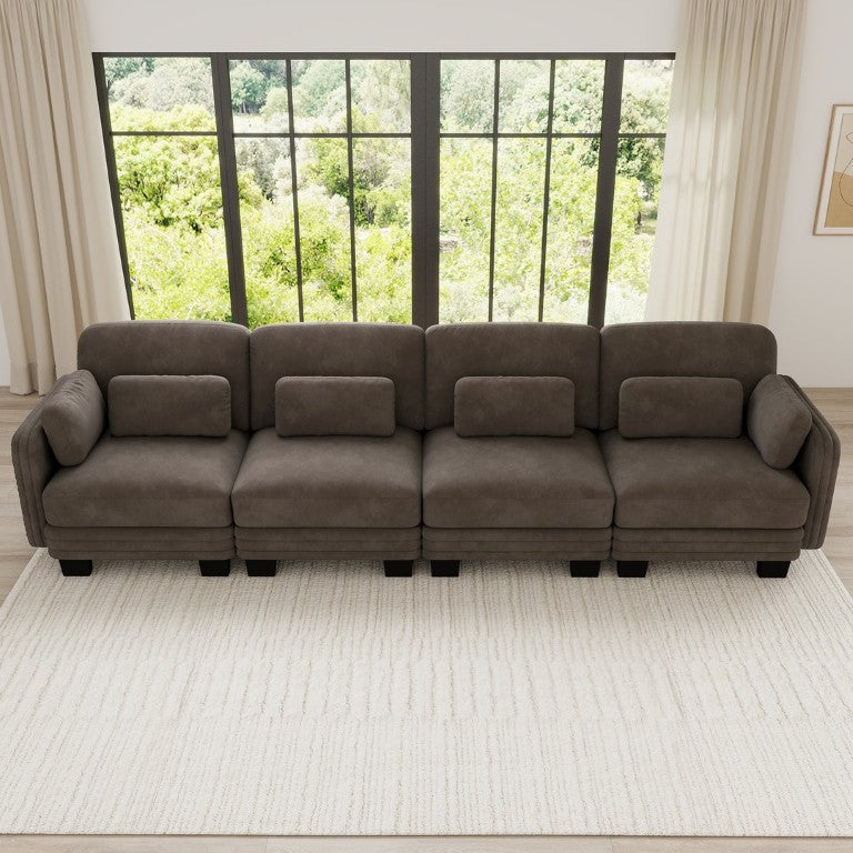 English Elm Channel Tufted Chenille Modular Sectional Sofa for Living Room Apartment Comfort W5656S00234