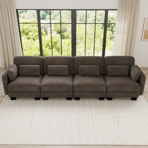 English Elm Channel Tufted Chenille Modular Sectional Sofa for Living Room Apartment Comfort W5656S00234