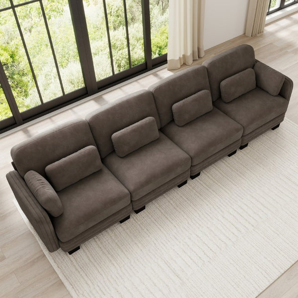 English Elm Channel Tufted Chenille Modular Sectional Sofa for Living Room Apartment Comfort W5656S00234