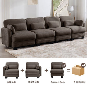 English Elm Channel Tufted Chenille Modular Sectional Sofa for Living Room Apartment Comfort W5656S00234