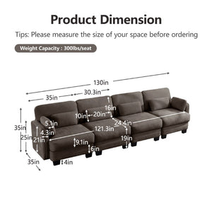 English Elm Channel Tufted Chenille Modular Sectional Sofa for Living Room Apartment Comfort W5656S00234