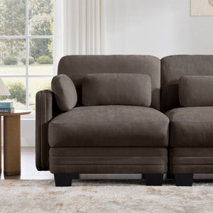 English Elm Channel Tufted Chenille Modular Sectional Sofa with Ottoman for Modern Living Rooms W5656S00235
