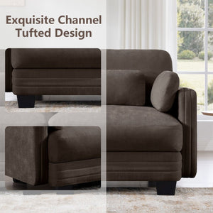 English Elm Channel Tufted Chenille Modular Sectional Sofa with Ottoman for Modern Living Rooms W5656S00235