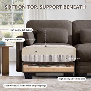 English Elm Channel Tufted U-Shape Modular Sectional Sofa in Chenille with Movable Ottomans Brown 130 x 56.3 x 35 inches W5656S00236