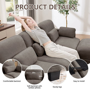 English Elm Channel Tufted U-Shape Modular Sectional Sofa in Chenille with Movable Ottomans Brown 130 x 56.3 x 35 inches W5656S00236